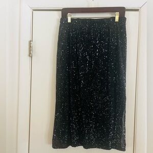 Vince Camuto Art Deco Sequin Black Cocktail Party Pencil Skirt M